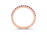 Rose gold Round Amethyst Pavé Set Eternity Band with Micro Prong Setting_9
