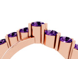 Rose gold Round Amethyst Prong-Set Crossover Band_10