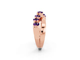 Rose gold Round Amethyst Prong-Set Crossover Band_8