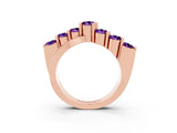 Rose gold Round Amethyst Prong-Set Crossover Band_9