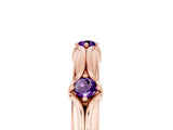 Rose gold Round Amethyst Prong Set Milgrain Eternity Band_11