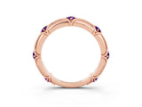 Rose gold Round Amethyst Prong Set Milgrain Eternity Band_9