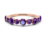 Rose gold Round Amethyst Scalloped Prong Set Eternity Band_18