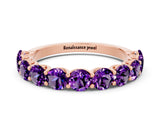 Rose gold Round Amethyst Shared Prong Eternity Band_6