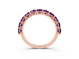 Rose gold Round Amethyst Shared Prong Eternity Band_9