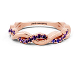 Rose gold Round Amethyst Twist Eternity Band with Pavé Setting_6