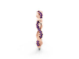 Rose gold Round Amethyst Twist Eternity Band with Pavé Setting_8