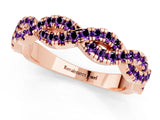 Rose gold Round Amethyst Twisted Eternity Band with Pavé and Shared Prong Setting_19