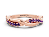 Rose gold Round Amethyst Twisted Infinity Band with Prong Setting_6