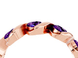 Rose gold Round Amethyst Wave Band with Channel Setting and Shared Prongs_10