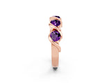 Rose gold Round Amethyst Wave Band with Channel Setting and Shared Prongs_8