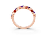 Rose gold Round Amethyst Wave Band with Channel Setting and Shared Prongs_9