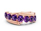 Rose gold Round Amethyst Wave Band with Channel and Shared Prong Setting_18
