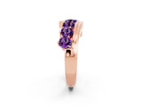 Rose gold Round Amethyst Wave Band with Channel and Shared Prong Setting_20