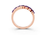 Rose gold Round Amethyst Wave Band with Channel and Shared Prong Setting_21