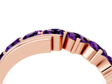 Rose gold Round Amethyst Wave Band with Channel and Shared Prong Setting_22