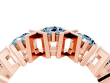 Rose gold Round Aquamarine Channel Set Band with X-Prong Detail_10