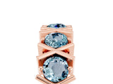 Rose gold Round Aquamarine Channel Set Band with X-Prong Detail_11