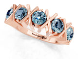 Rose gold Round Aquamarine Channel Set Band with X-Prong Detail_7