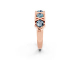 Rose gold Round Aquamarine Channel Set Band with X-Prong Detail_8