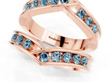 Rose gold Round Aquamarine Channel-Set Chevron Band_7