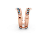 Rose gold Round Aquamarine Channel-Set Chevron Band_8