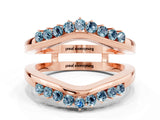 Rose gold Round Aquamarine Chevron Contour Band with Prong Setting_6