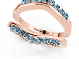 Rose gold Round Aquamarine Chevron Contour Band with Prong Setting_7