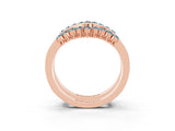 Rose gold Round Aquamarine Chevron Contour Band with Prong Setting_9