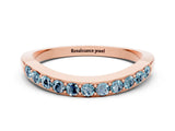 Rose gold Round Aquamarine Curved Wedding Band with Channel Setting_6