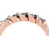 Rose gold Round Aquamarine Eternity Band with Twist Prong Setting_10