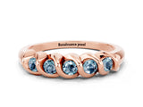Rose gold Round Aquamarine Eternity Band with Twist Prong Setting_6