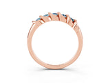 Rose gold Round Aquamarine Eternity Band with Twist Prong Setting_9