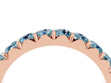 Rose gold Round Aquamarine Half Eternity Band with Classic Prong Setting_10