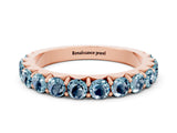 Rose gold Round Aquamarine Half Eternity Band with Classic Prong Setting_6
