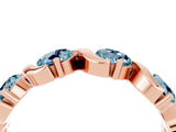 Rose gold Round Aquamarine Half Eternity Band with Wave Prong Setting_10