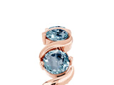 Rose gold Round Aquamarine Half Eternity Band with Wave Prong Setting_11