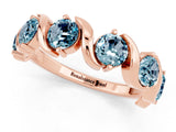 Rose gold Round Aquamarine Half Eternity Band with Wave Prong Setting_7