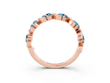 Rose gold Round Aquamarine Half Eternity Band with Wave Prong Setting_9