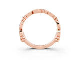 Rose gold Round Aquamarine Leaf Eternity Band with Bezel Setting_39
