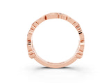 Rose gold Round Aquamarine Leaf Eternity Band with Bezel Setting_45
