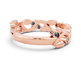 Rose gold Round Aquamarine Leaf Eternity Band with Bezel Setting_78