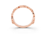 Rose gold Round Aquamarine Leaf Eternity Band with Bezel Setting_81