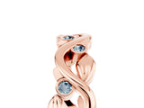 Rose gold Round Aquamarine Leaf Eternity Band with Bezel Setting_83