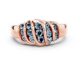 Rose gold Round Aquamarine Multi-Row Crossover Band_6