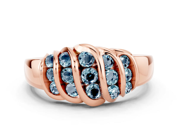 Rose gold Round Aquamarine Multi-Row Crossover Band