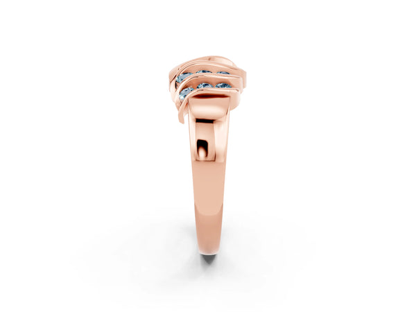 Rose gold Round Aquamarine Multi-Row Crossover Band