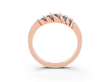 Rose gold Round Aquamarine Multi-Row Crossover Band_9