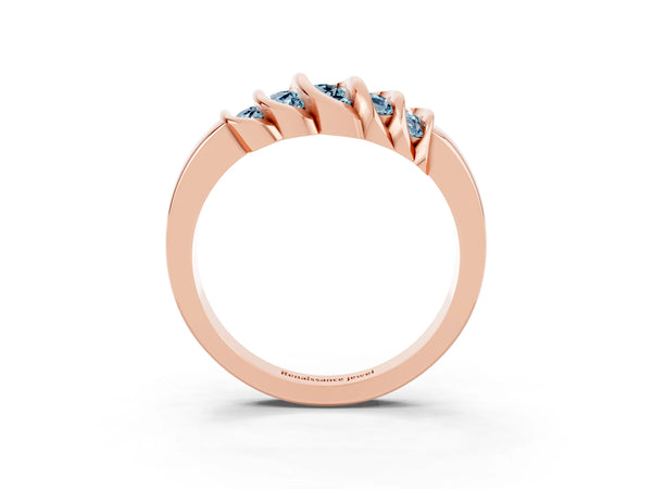 Rose gold Round Aquamarine Multi-Row Crossover Band