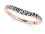 Rose gold Round Aquamarine Pavé Set Curved Wedding Band_7